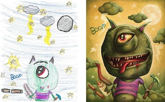 Em The Monster Project artistas recriam desenhos feitos por crianças